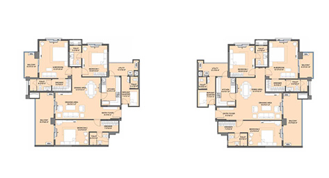 3 BHK + 3T + Deck Floor Plan